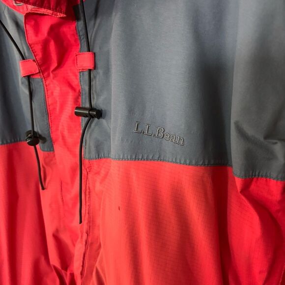 LL BEAN size large men’s Red and Gray Outdoor Jacket packable hood - Picture 5 of 10